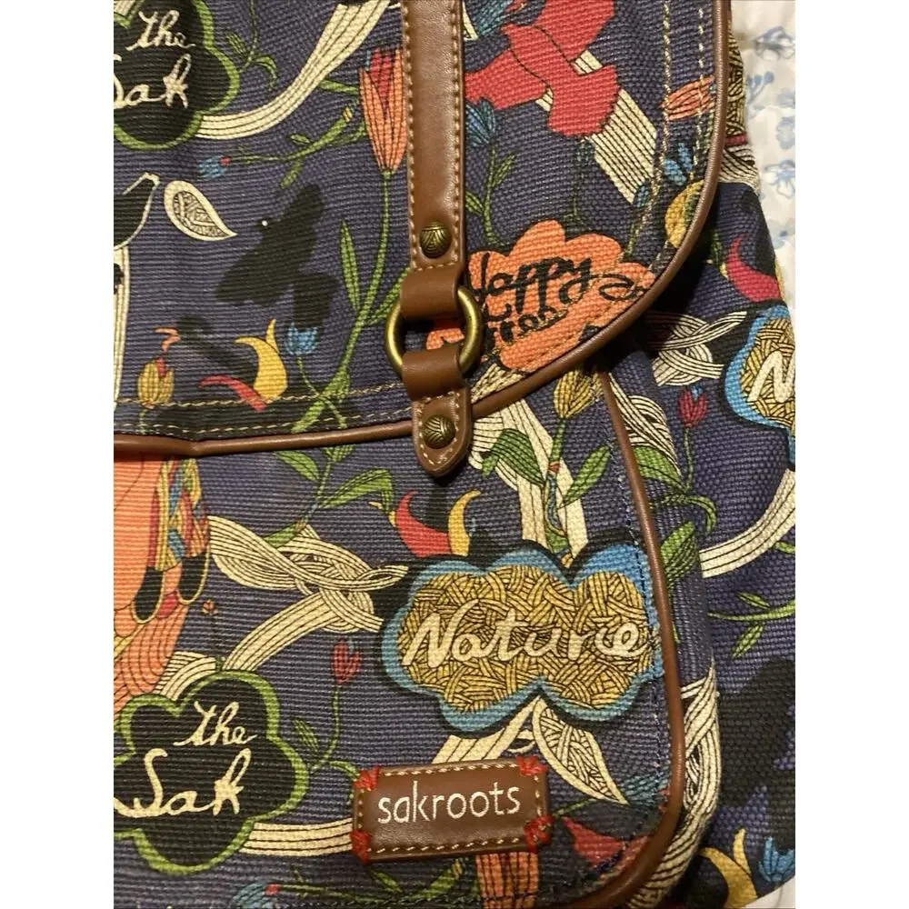 Sakroots Convertible Backpack Crossbody “peace” Boho Style Jute/cotton